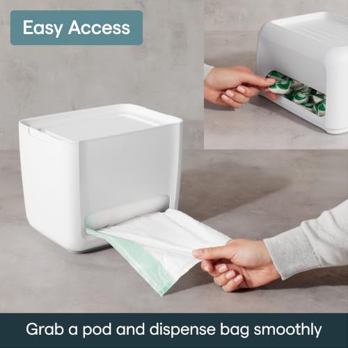 SinkSuite Bag & Pod Dispenser, Standing Garbage Bag and Dishwasher Pod Organizer with Removable Lids for Storage, Speckled White - view 5