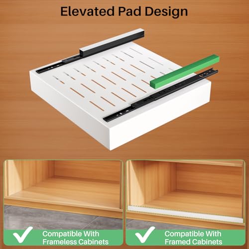 2Pack Pull out Cabinet Organizer, 21"Deep, Heavy Duty Full-extension Slide out Drawers for Kitchen Cabinet, Roll out Shelf Storage with Nano Adhesive for Pots, Bathroom, Pantry, Home, White - view 3