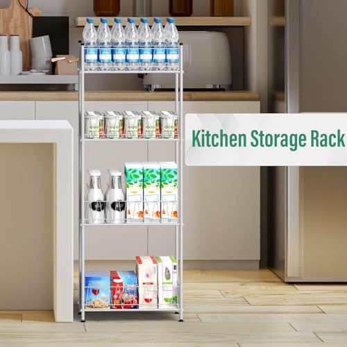 4 Tier Water Bottle Storage Rack Metal Water Bottle Organizer for Floor, Free Standing Bottled Water Holder Stand Beverage Pantry Drink Shelf Dispenser for Kitchen Pantry - view 5