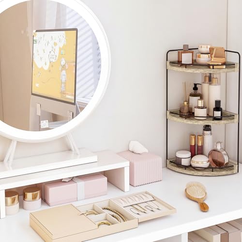 3 Tier Corner Bathroom Countertop Organizer Vanity Shelf Light Brown - view 2