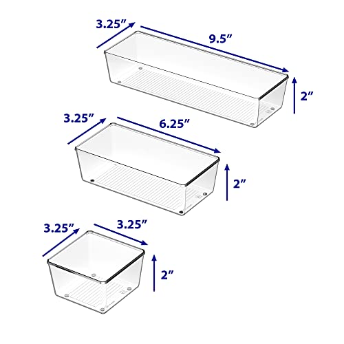 Clear Desk Drawer Organizer, Assorted Sizes, 6 Packs - view 7