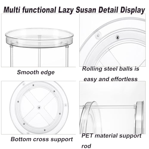 9.25 Inch Lazy Susan Turntable, Clear Plastic Spinning Organizer for Cabinet, Fridge, 360° Rotation, Easy to Clean, Kitchen, Bathroom, Vanity Countertop Storage Solution (Clear, 9.25inch 1 Tier) - view 4