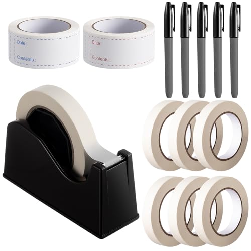 14 Pcs Freezer Tape Kit with Dispenser, Labels, Markers, White