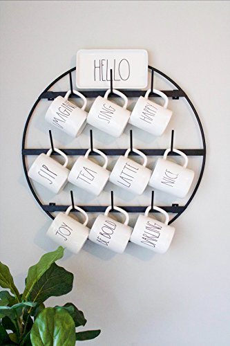 Mug Rack with Sturdy Steel Frame, Matte Black Finish, Removable Rubber Caps, Wall Mounted (Round 24" x 24") - view 5