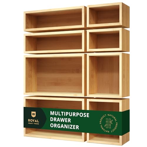 Bamboo Jewelry Organizer Box & Chests Set - Versatile Storage Solution for Makeup, Jewelry, and Bathroom Essentials (8 Boxes)