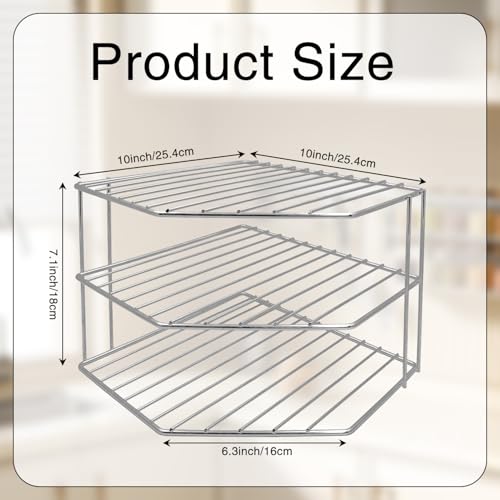 3-Tier Corner Shelf Counter and Cabinet Organizer - Steel Metal Wire - Rust Resistant - Plates, Dishes, Cabinet & Pantry Organizer - Kitchen Organization (10 x 7.5 Inch) (Chrome) - view 3