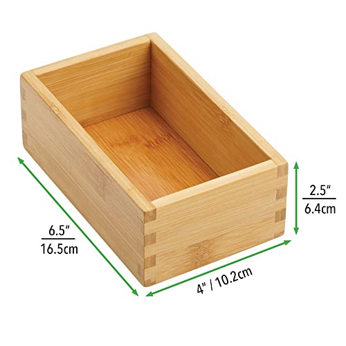Wood Bamboo Storage Bin Container, Drawer Organizer Crate Boxes for Kitchen Pantry Cabinet, Shelf, Island or Countertop, Holds Snacks, Spices, or Drinks, Echo Collection, 4 Pack, Natural/Tan - view 4
