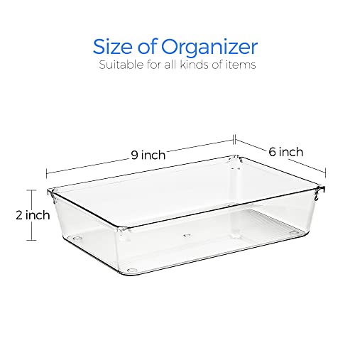 6 Pack Drawer Organizer, 6" x 9" Plastic Storage Bins - view 3