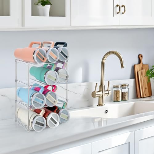 Water Bottle Organizer, Stackable Bottle Storage Rack, 4 Pack Water Bottle Holder for Kitchen Fridge Cabinet Organization and Storage, Plastic Wine Rack/Drink Bottle Holder (2 Pack - Hold 6) - view 5