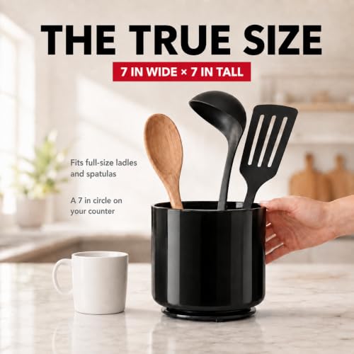 Plastic Rotating Black Utensil Holder Extra Large Kitchen Countertop Caddy - view 5