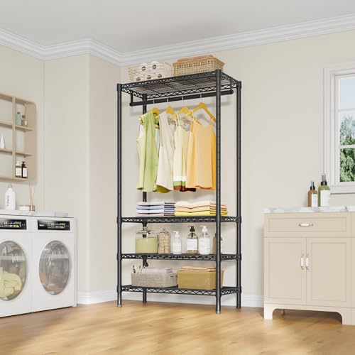 V1 Medium Portable Garment Racks for Bedroom/Apartments/Dorms, Black - view 3