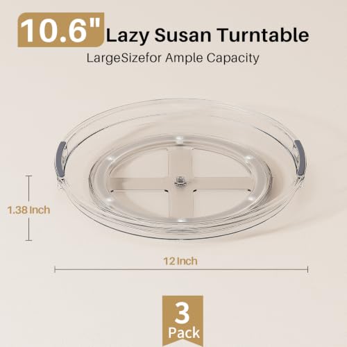 3 Pack 10.6'' Lazy Susan Organizer Turntable for Cabinet, Pantry Organizers and Storage, Rotating Condiment Organizer for Kitchen, Table Top, Fridge, Countertop, Spice Organization - view 2