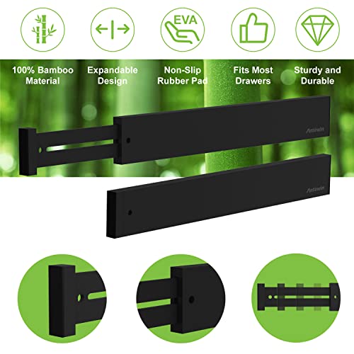 6Pcs Expandable Bamboo Drawer Dividers, Fits 17.6-21.6" Drawers - view 2