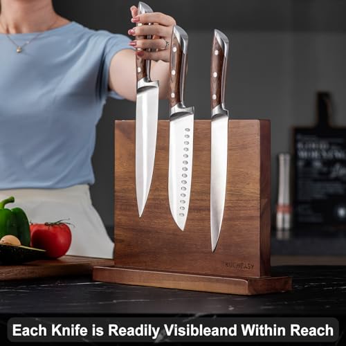 Magnetic Knife Holder - Double Sided Magnetic Knife Block Without Knives - Wooden Universal Knife Stand Strong Enhanced Magnets -Knife Display Rack for Kitchen Counter Multifunctional Storage - view 4