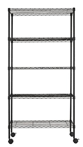 Finnkare Premium Heavy Duty 5 Tier Adjustable Metal Wire Shelving Rack Unit Storage Organizer Tower Shelf System 3Layer Anti-Rust Coating Display Workshop Kitchen Steel Leveling Feet 30”x14”x60” Black - view 6