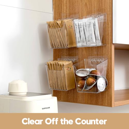 2 Pack Cabinet Door Organizer Adhesive, Clear Wall-Mounted Storage Bins(M) - view 2