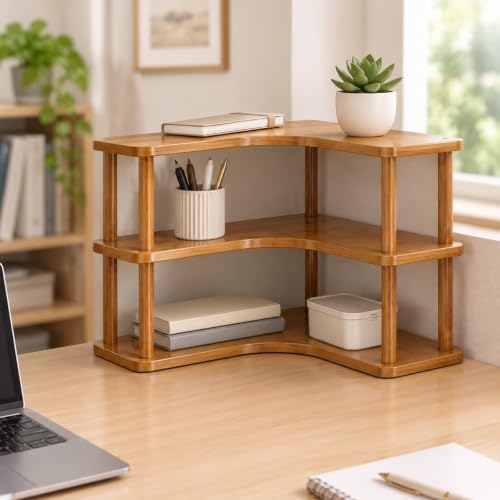 Corner Tabletop Storage Shelf Sturdy Multi-Layer Tabletop Corner Shelf Compact for Coffee Station, 2 Tier - view 2