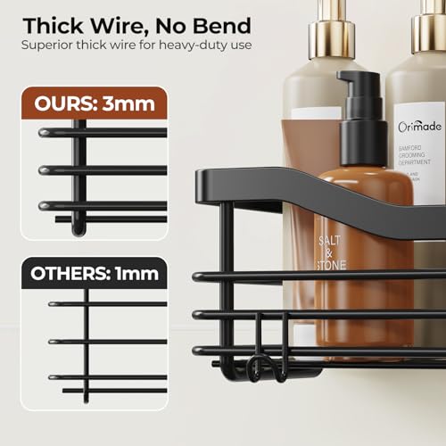 Shower Caddy Basket Shelf,3-Pack Adhesive Shower Organizer with Soap Dish Holder, No Drilling Wall Mounted Rustproof Stainless Steel Shower Shelves with 7 Hooks,for Bathroom - view 6
