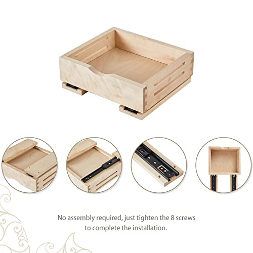 Fully Assembled Drawer Wood Pull Out Tray Drawer Box Kitchen Cabinet Organizer, Cabinet Slide Out Shelve, Wooden Pull-Out Shelf(12'' W×10'' D×3'' H) - view 4