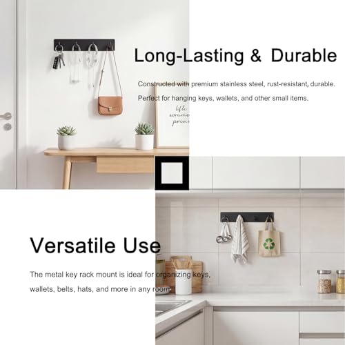 Key Holder for Wall with 2 Self-Adhesive Tapes, Black - view 4