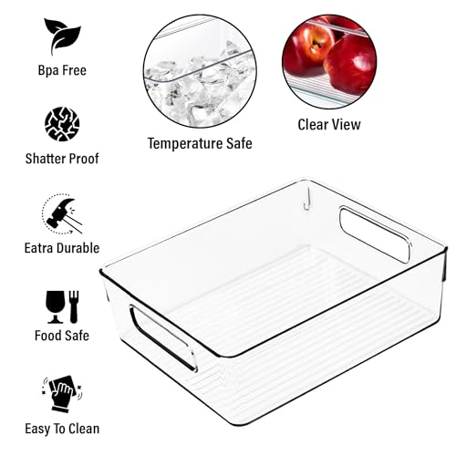 Clear Plastic Storage Bins, Pantry Organizers and Storage, Kitchen Organization and Storage Containers Bins for Organizing, Fridge, Freezer, Bathroom, Pantries, Medicine Cabinet Organizer Bin - view 2
