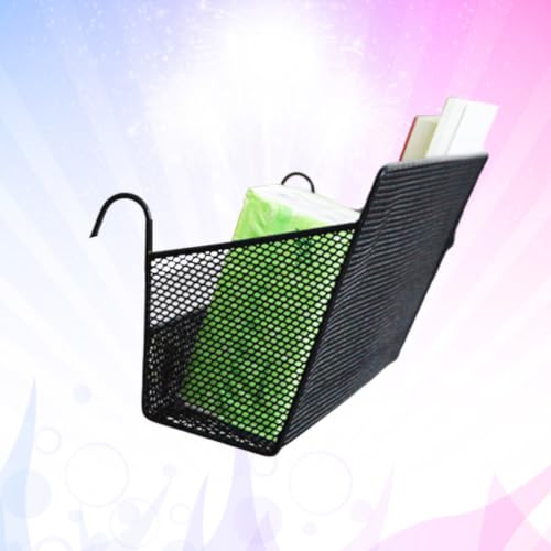 Wrought Iron Hanging Storage Basket Rack, Black Hook, Bedside Organizer - view 4