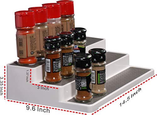 2 Pack Spice Rack Organizer for Pantry,14.5 Inch Tiered Seasoning Can Shelf Organizer For Cabinet,White - view 2