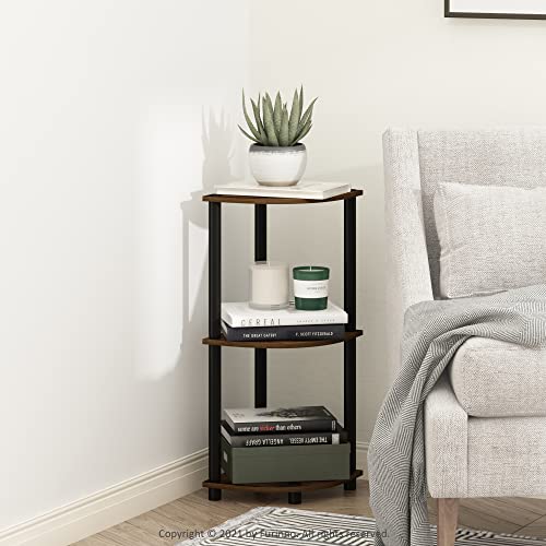 TURN-N-TUBE Corner Shelf, 3-Tier Corner Bookshelf, Display Storage Shelves with Open Shelves, for Organization and Storage, Living Room, Home Office, Garage, Amber Pine - view 2