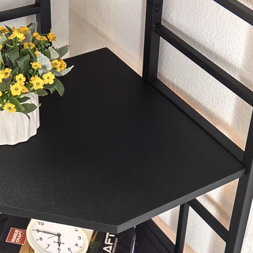 Corner Shelf, 6 Tier Tall Narrow Bookshelf 76.9", Industrial Corner Bookcase with Storage for Home Office Living Room and Bedroom, Black - view 5