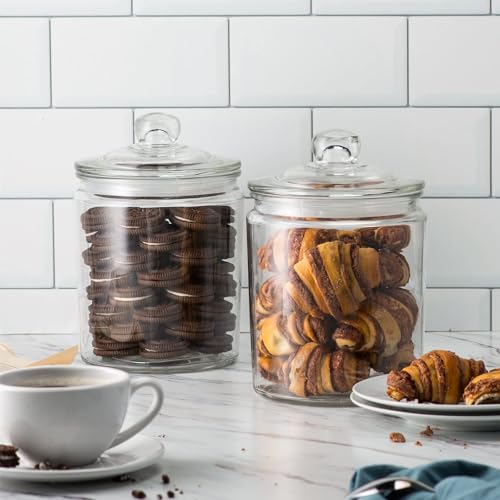 Glass Storage Containers with Lids, 1/2 Gallon, Set of 2, Glass Kitchen Jars, Food & Cookie Storage Containers for Pantry, Bathroom Apothecary Canisters, Dishwasher Safe, Chalk, Label, Scoops - view 5