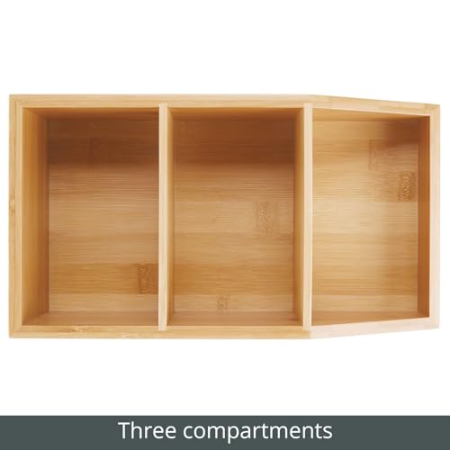 Bamboo Wood Food Storage Bin with Divided 3 Compartments and Sloped Front for Kitchen Cabinet, Pantry, Shelf to Organize Seasoning Packets, Powder Mixes, Spices, Snacks - Natural - view 5