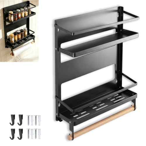 2‑Tier Magnetic Shelves, Heavy‑Duty Metal Wall-Mounted Organizer