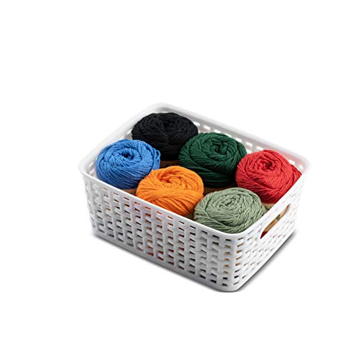 Set of 6 Plastic Storage Baskets - Small Pantry Organizer Basket Bins - Household Organizers with Cutout Handles for Kitchen Organization, Countertops, Cabinets, Bedrooms, and Bathrooms - view 5