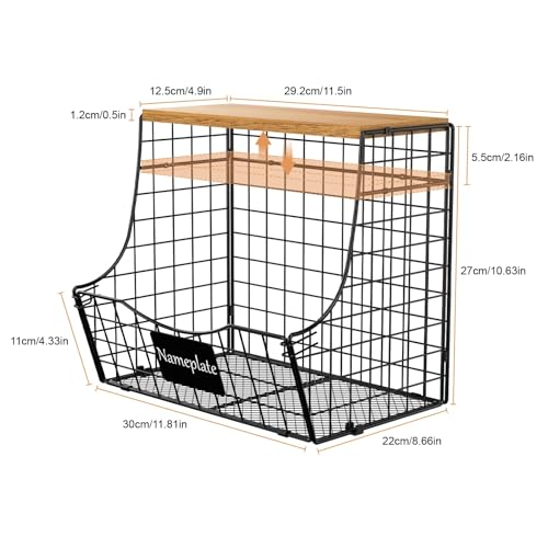 4 Pack Fruit Basket for Kitchen with Lid, Counter&Wall Mounted Hanging Fruit Basket, Potato and Onion Storage, Metal Wire Fruit and Vegetable Storage, Snack Organizer 11.81 * 8.66 * 10.63in - view 6