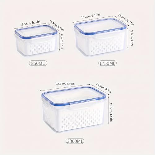 3pcs 4 in 1 Fruit Storage Containers for Fridge with Removable Colanders - view 2