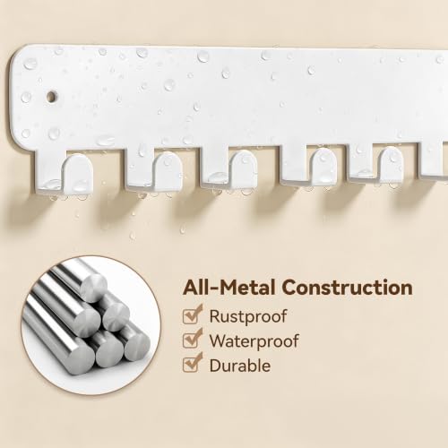 Key Holder Wall Mount, Adhesive or Screw-Mounted Key Rack with 8 Hooks, Metal Key Chain Organizer for Car Keys, Black 1 Pack - view 5