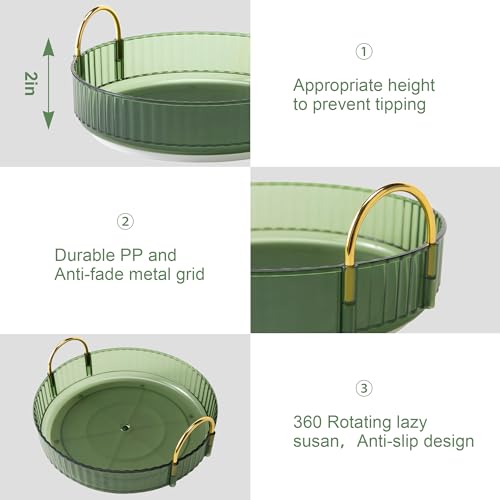 360 Rotating Makeup Organizer and Storage for Vanity Countertop 2 Tiers, High Capacity Cosmetic Skincare Perfume Organizers for Dresser Bathroom Lazy Susan (Vintage Green) - view 3