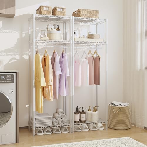 Heavy Duty Freestanding Clothes Rack, White, Mini 3 Layers - view 6
