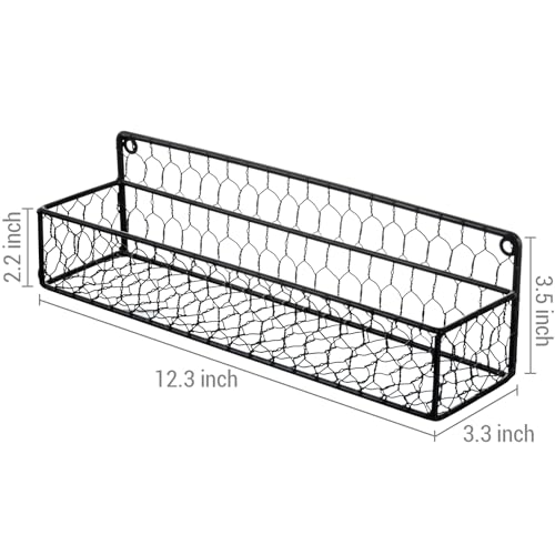 12 Inch Black Wire Wall Spice Rack Set of 2 Seasoning Shelf - view 6