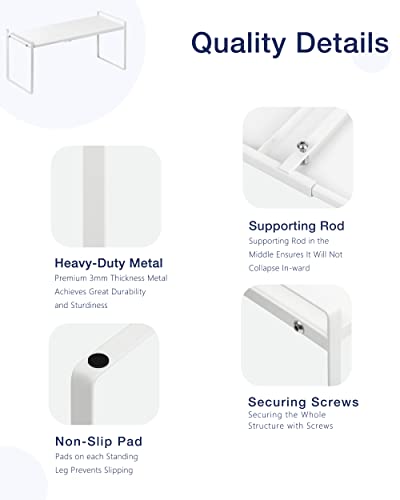 Expandable Shelf for Cabinets, Cabinet Shelf Riser, 12" White - view 4