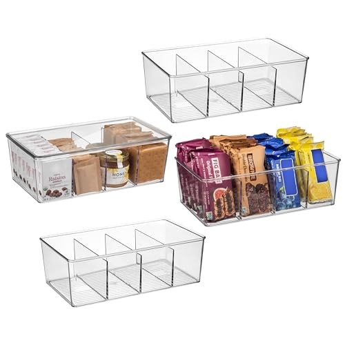 Pantry Organizer Storage Bin with Divider & Lid, 2 Pack - view 7