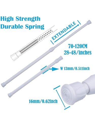 Tension Rods 28 to 48 Inches 8 Pack,Tension Curtain Rod,Spring Tension Rods,Adjustable Extension Spring Rods Closet Rod for Windows,Kitchen, Bathroom,Cupboard,Wardrobe - view 3