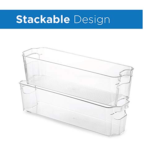 Set Of 6 Refrigerator Organizer Bins - Stackable Fridge Organizers for Freezer, Kitchen, Countertops, Cabinets - Clear Plastic Pantry Storage Racks - view 2