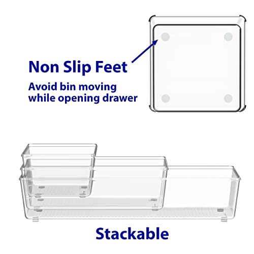 Clear Desk Drawer Organizer, Assorted Sizes, 6 Packs - view 6
