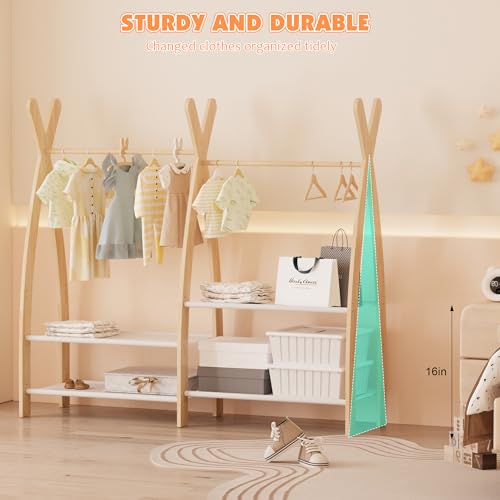 Small Kid Clothing Rack Wood Montessori Garment Rack for Toddler Baby Wardrobe Closet Compact Dress Up Storage Organizer Hanging Rod with Basket for Costume Princess Skirt Coat Bedroom Nursery - view 5