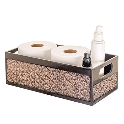Dublin Brown Toilet Paper Storage Holder Basket for Decor - Decorative Bathroom Organizer and Storage for Countertop - Toilet Tank Topper Box - Modern Brown Bathroom Counter Decor