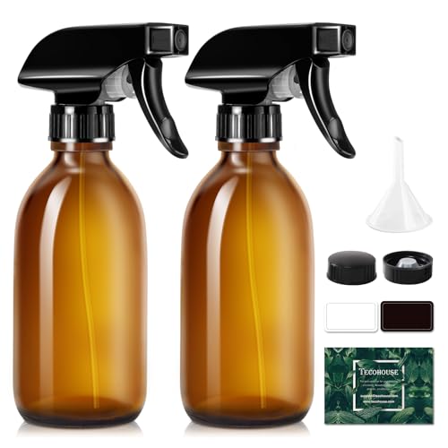Glass Spray Bottles 8oz, 2 Pack Amber Glass Spray Bottles