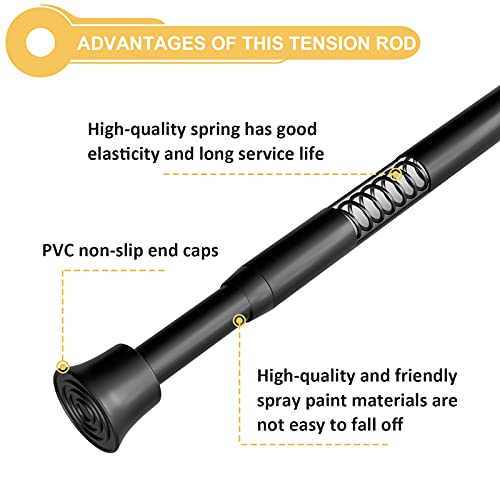 Spring Tension Rods for Windows Adjustable 28-49", 3Pcs, Black - view 3