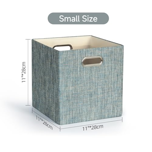 Storage Basket Bins,13×13×13 Foldable Storage Boxes Fabric Drawer Cubes for Closet Shelf Cabinet Bookcase - Set of 4,Teal - view 3