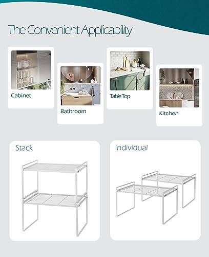 Cabinet Shelf Organizer, Pantry Shelf Rack, White 16.1x10.6x9.5 - view 5
